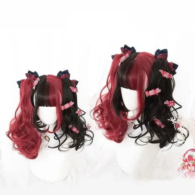 65CM Black Mixed Red Gothic Lolita Cosplay Wig MK14847