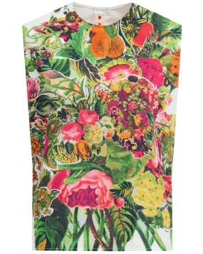 Acid Green Mystical Bloom Print Sleeveless Top