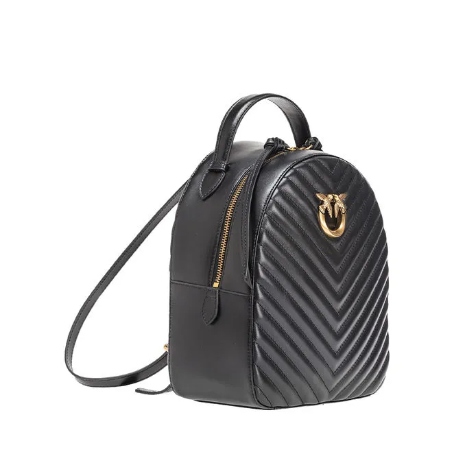 BACKPACK VITELLO Woman Black Antique Gold