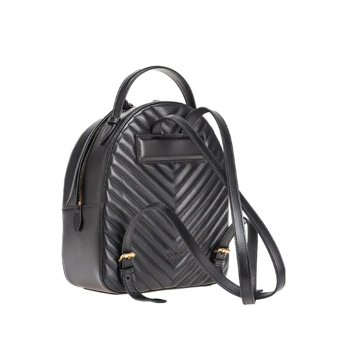 BACKPACK VITELLO Woman Black Antique Gold