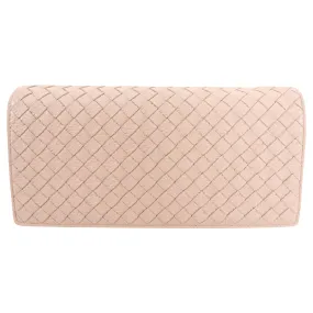 Bottega Veneta Intrecciato Leather Peach Rose Wallet on Strap