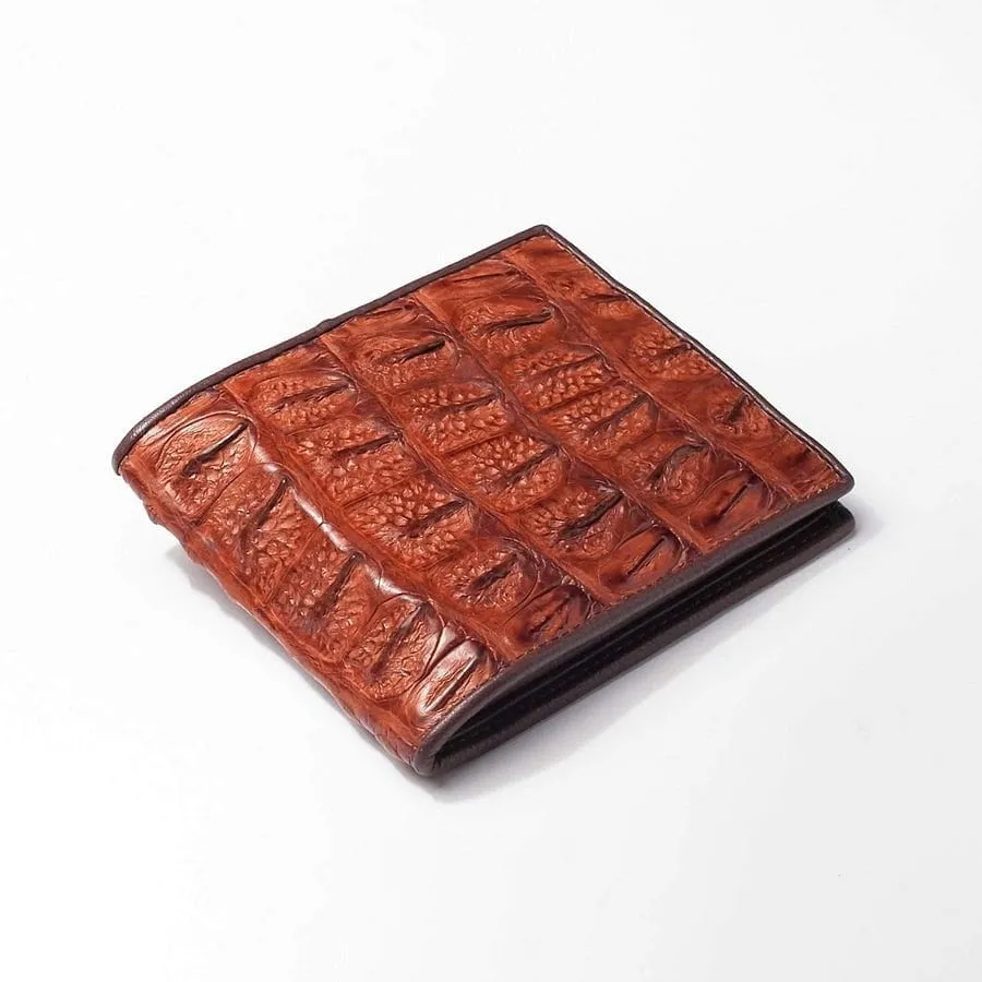 Brown Backbone Crocodile Mens Wallet