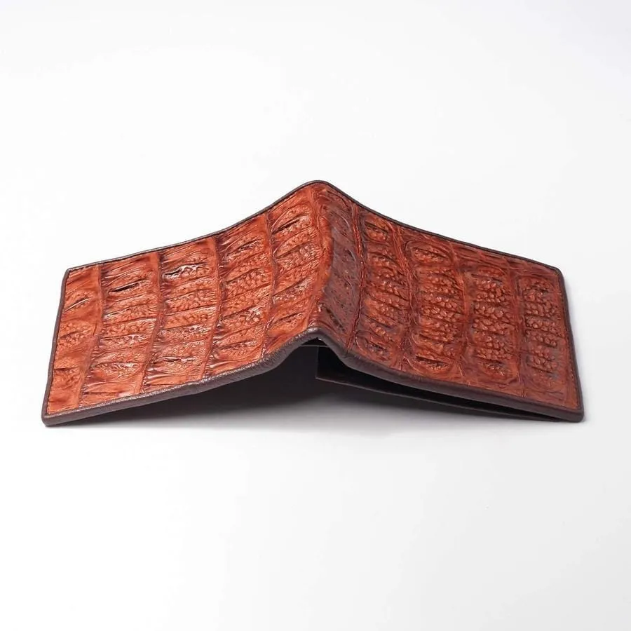 Brown Backbone Crocodile Mens Wallet