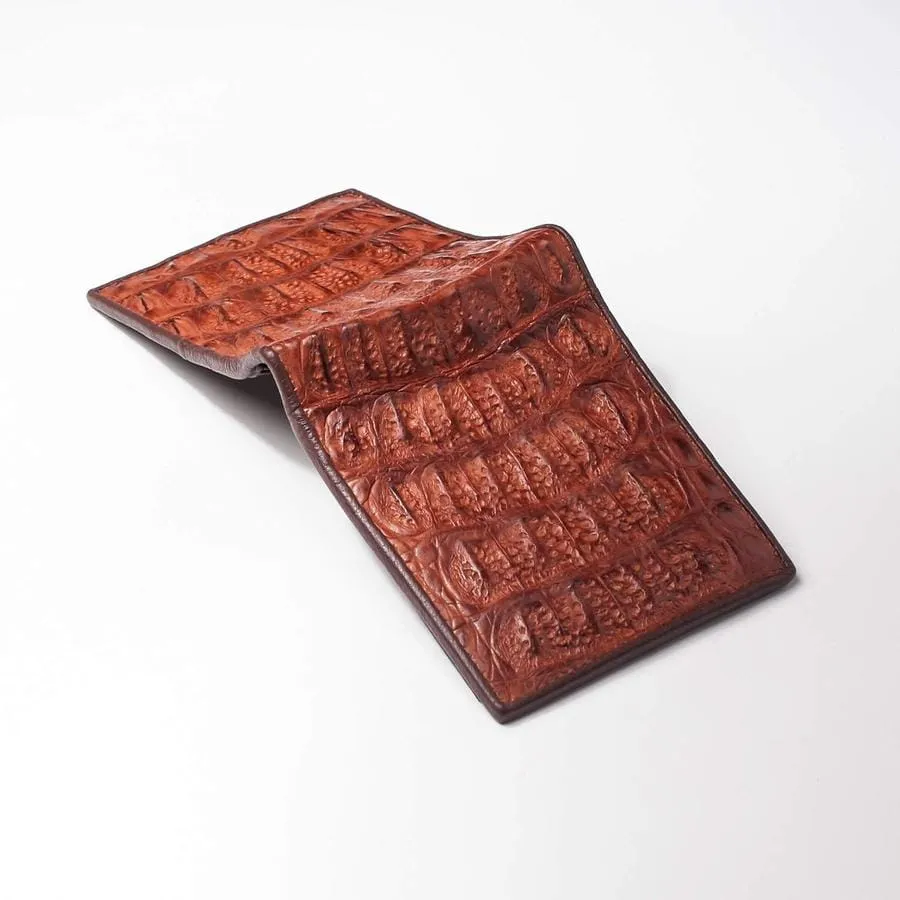 Brown Backbone Crocodile Mens Wallet