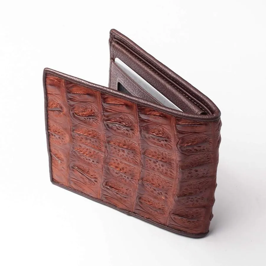 Brown Backbone Crocodile Mens Wallet