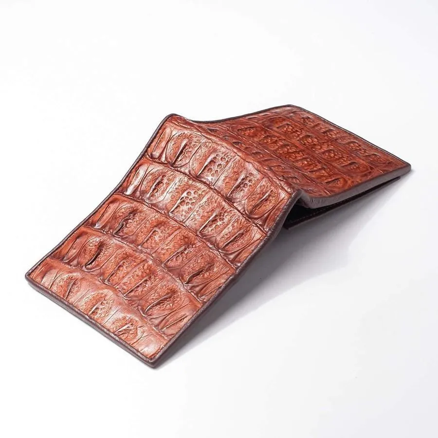 Brown Backbone Crocodile Mens Wallet