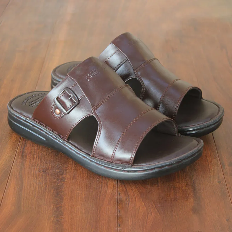 Brown medicated slippers for men