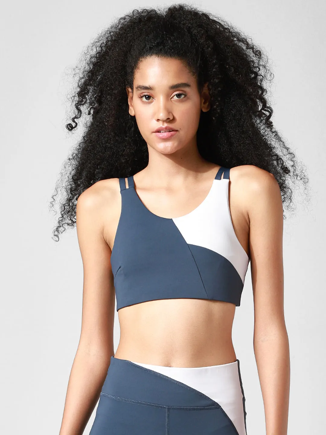 Buy Blue Colourblocked Co-ord Sports Bra For Women Online