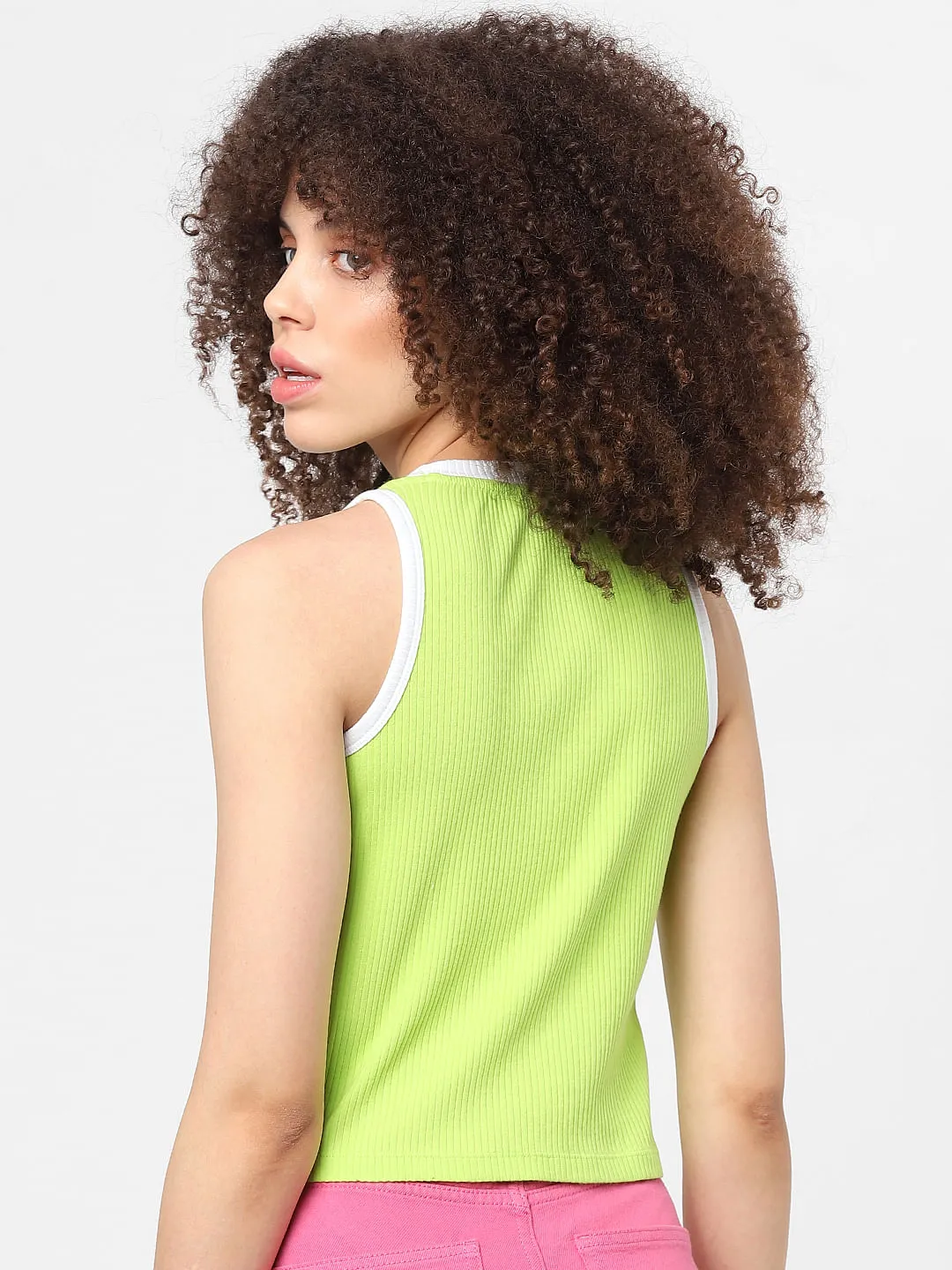 Buy Green Ribbed Vest Top for Women | ONLY | 159372403