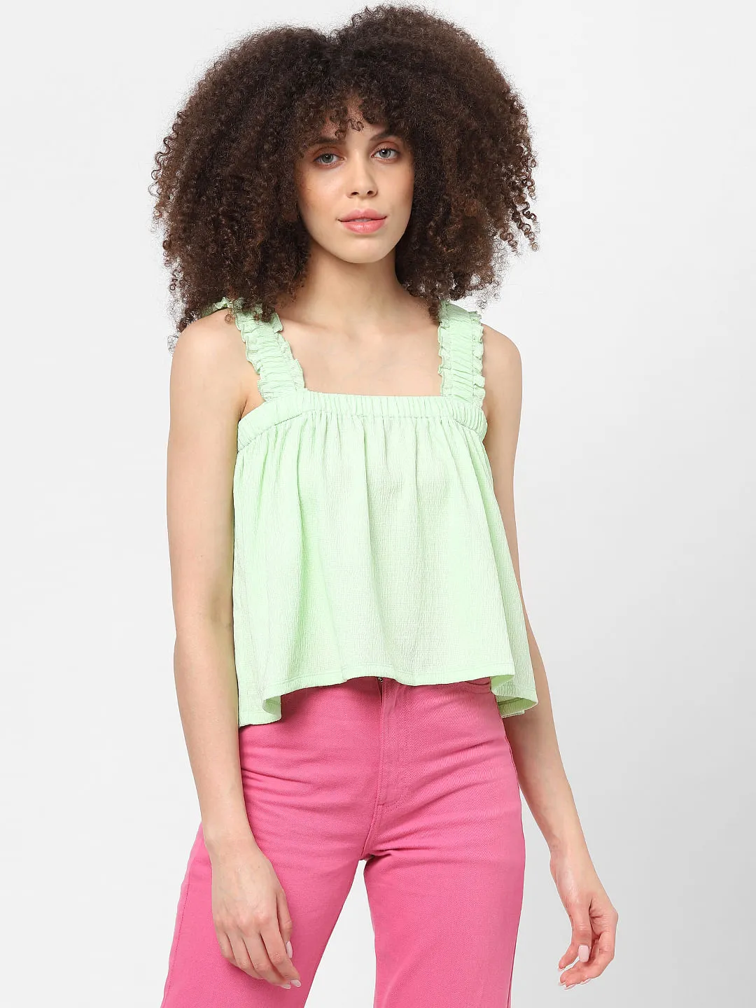 Buy Green Strappy Crop Top for Women | ONLY | 122152402