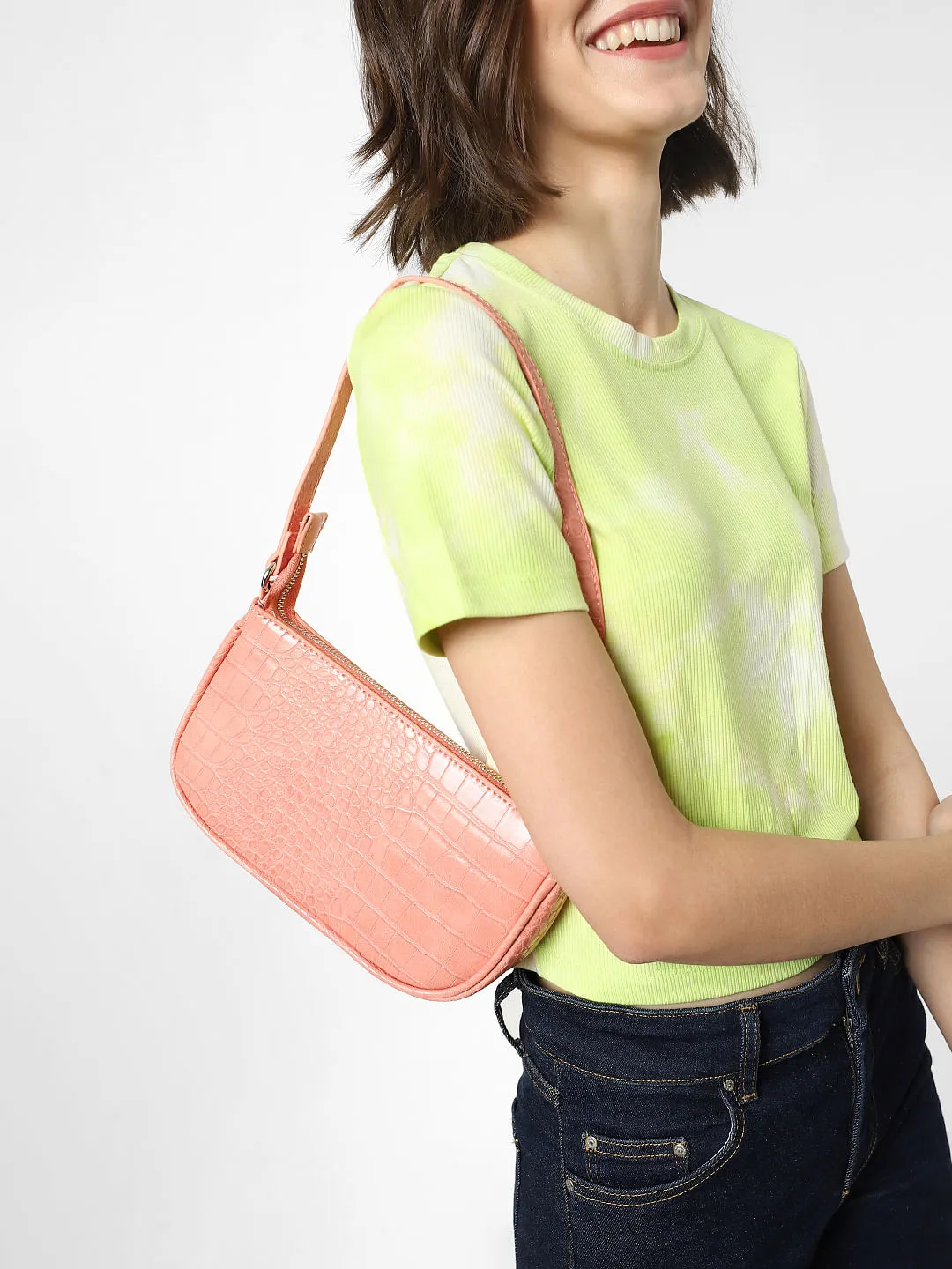 Buy Pink Textured Small Shoulder Bag for Women | ONLY | 226978502