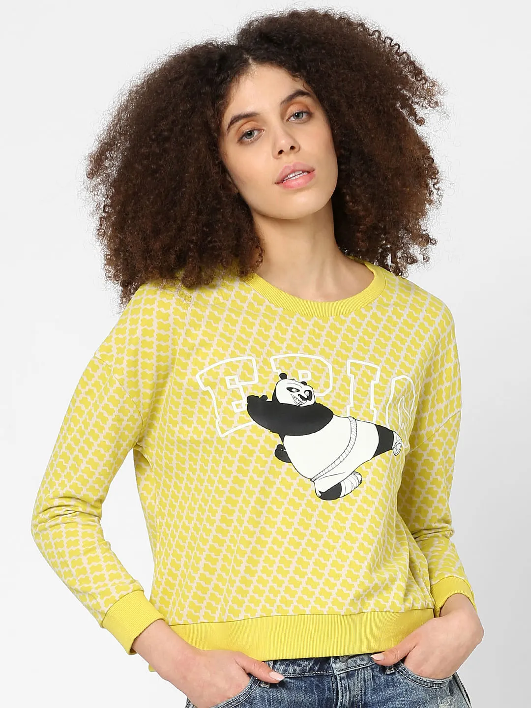 Buy Yellow Graphic Print Sweatshirt for Women | ONLY | 154439501