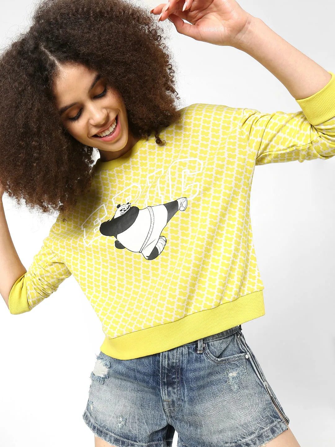 Buy Yellow Graphic Print Sweatshirt for Women | ONLY | 154439501