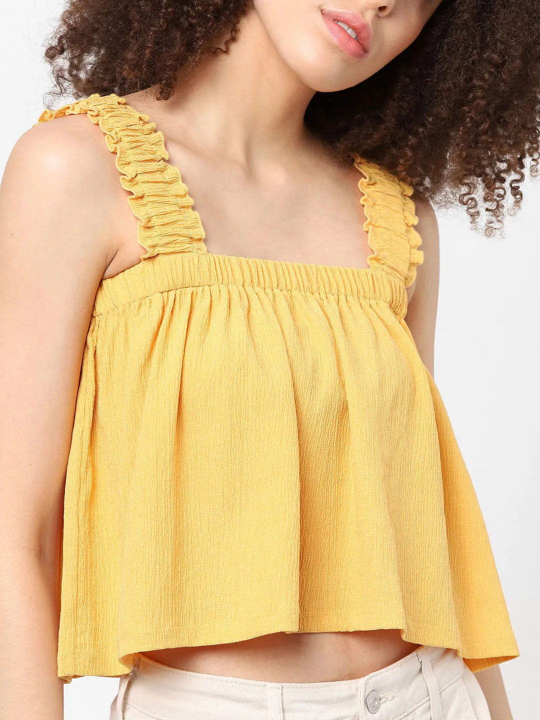 Buy Yellow Strappy Crop Top for Women | ONLY | 122152401