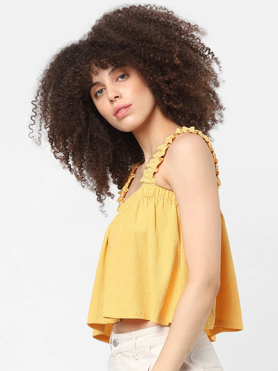 Buy Yellow Strappy Crop Top for Women | ONLY | 122152401