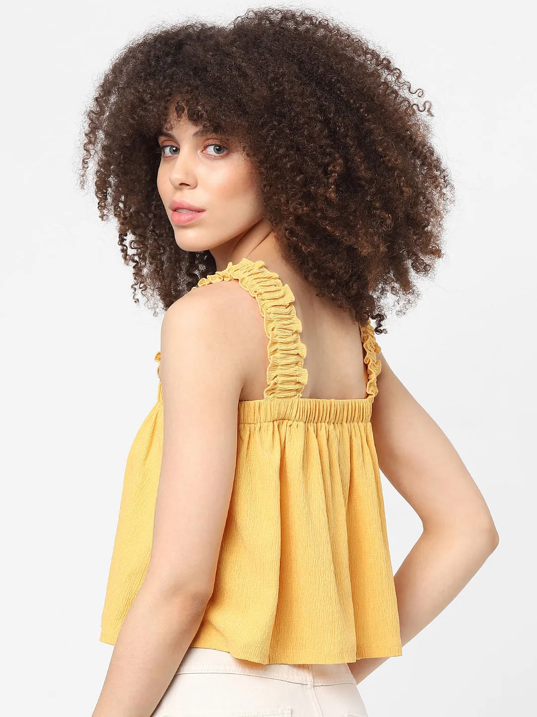 Buy Yellow Strappy Crop Top for Women | ONLY | 122152401