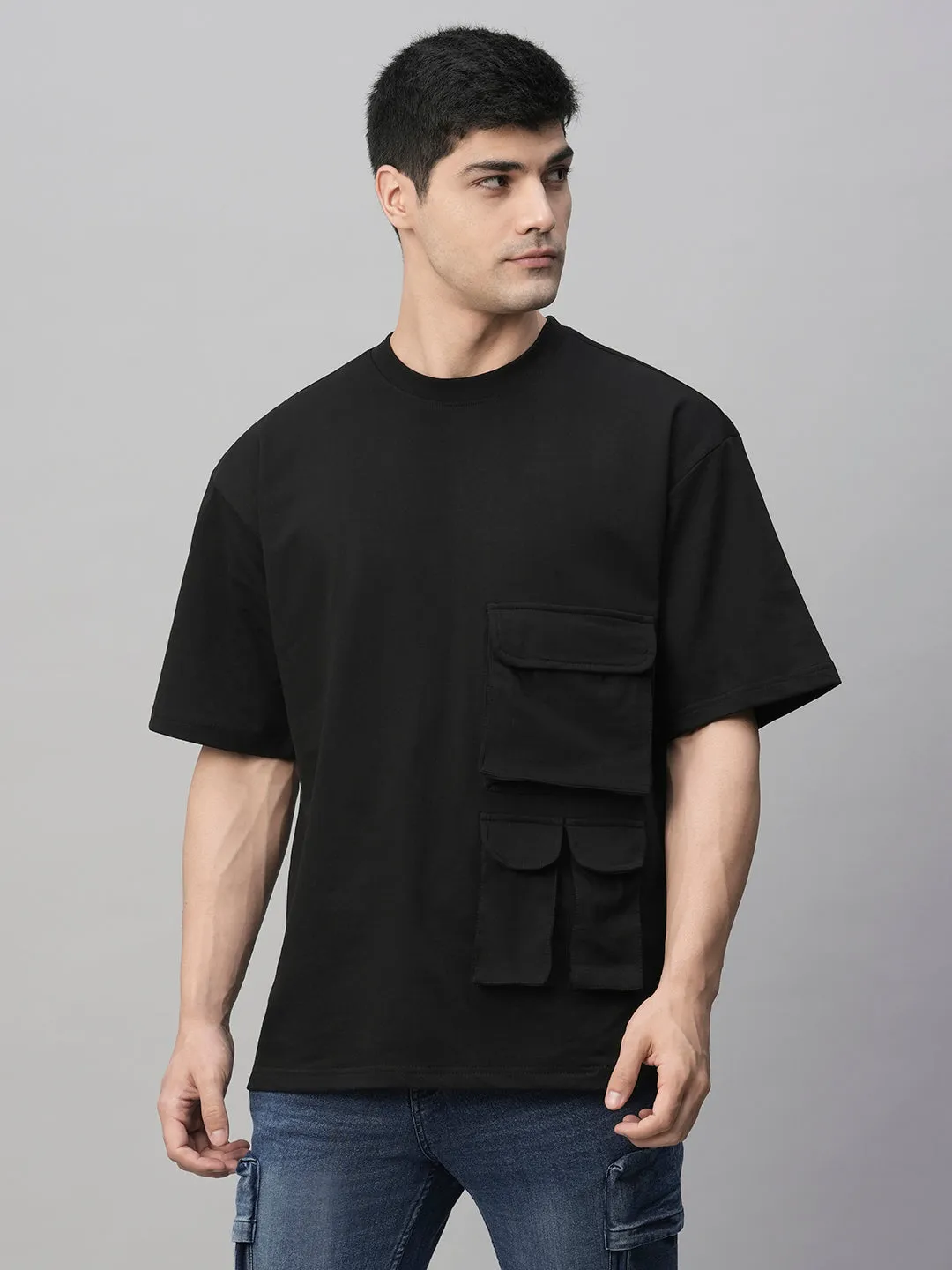 Cargo T-Shirt For Men - Black