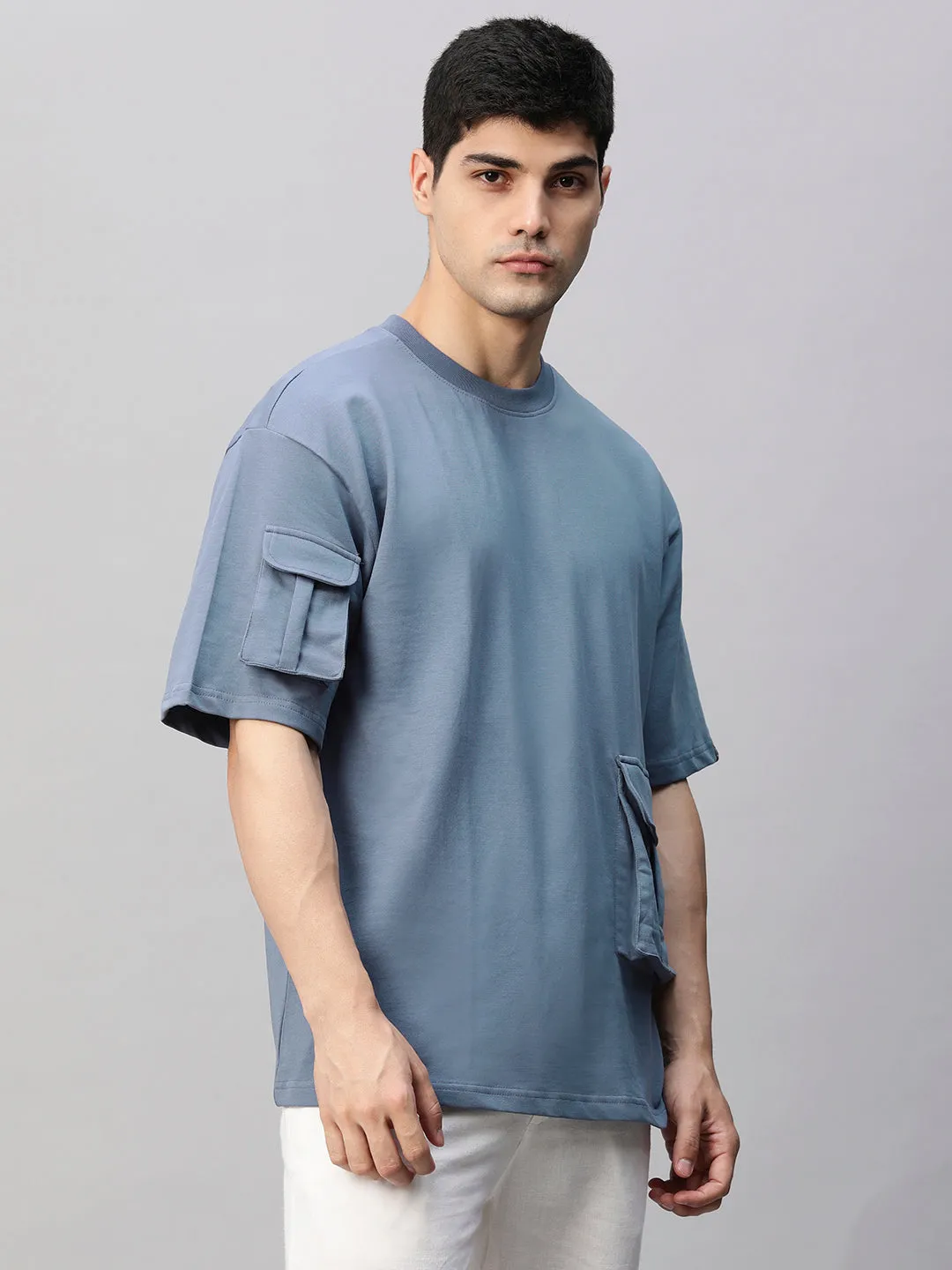 Cargo T-Shirt For Men - Denim Blue