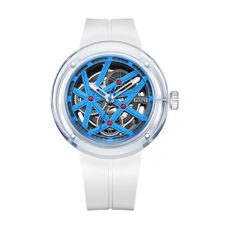 Casual Luminous Rubber Stainless Steel Mechanical Wristwatch for Men