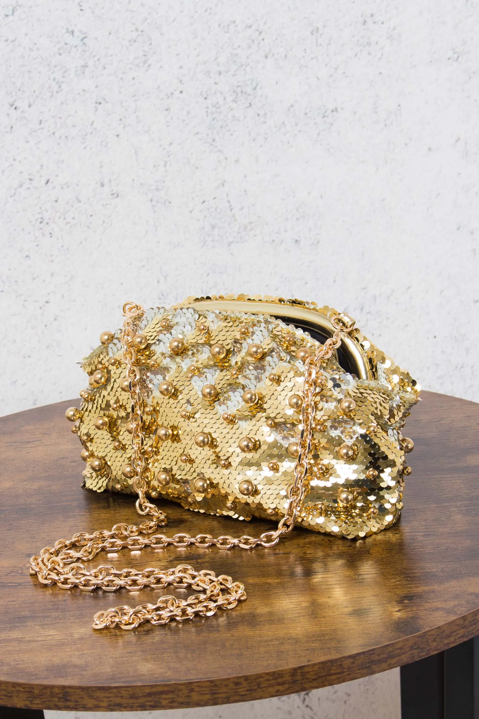 Clutch Paillettes Gold