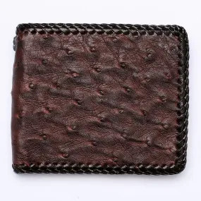 Dark Brown Ostrich Leather Biker Wallets