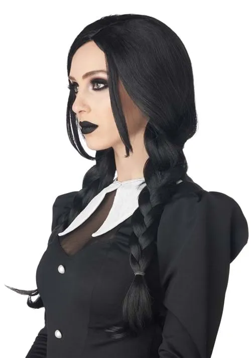 Dark Gothic Black Braid Wig