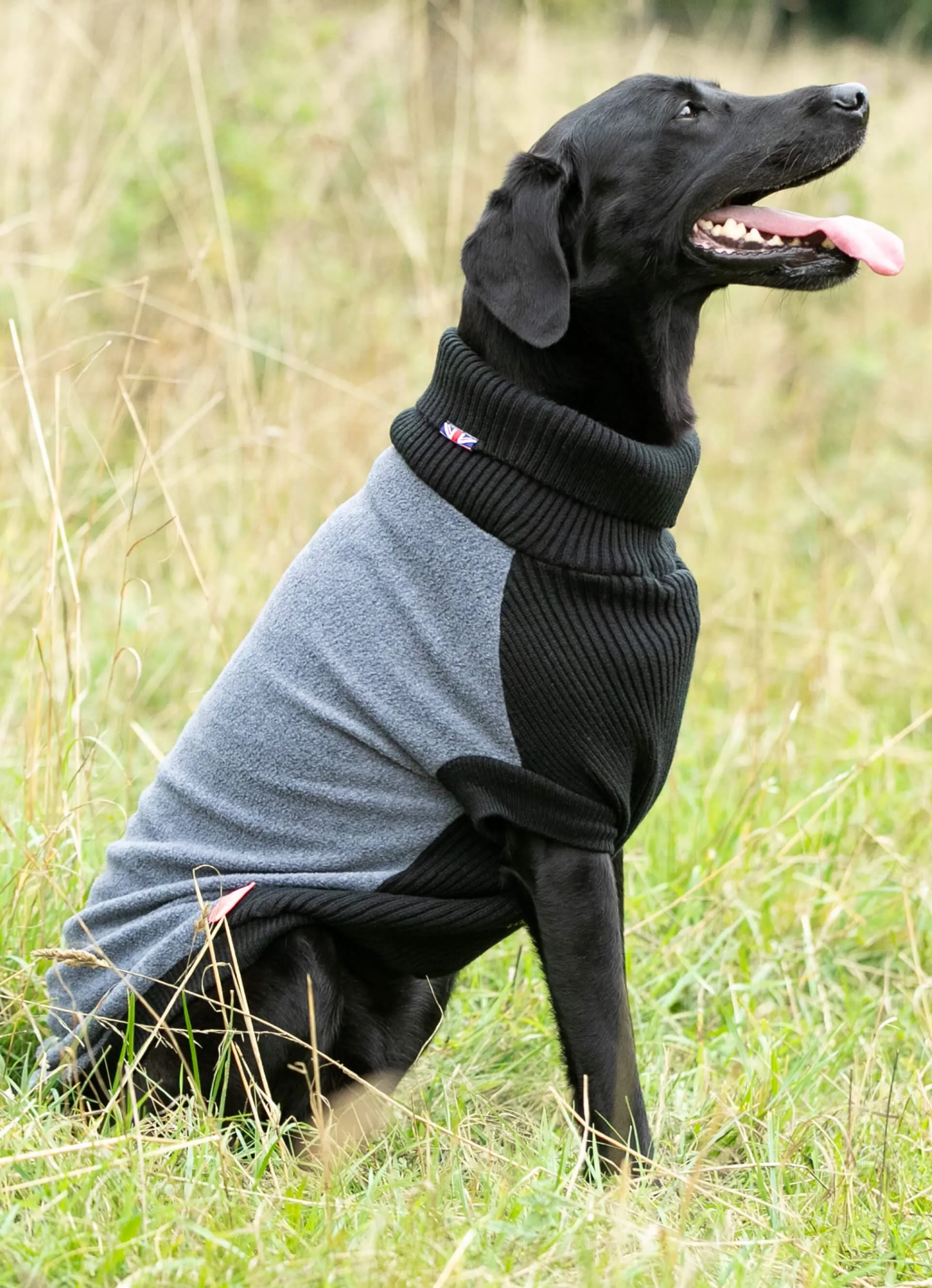 Fleece and Knit Dog Jumper - Grey