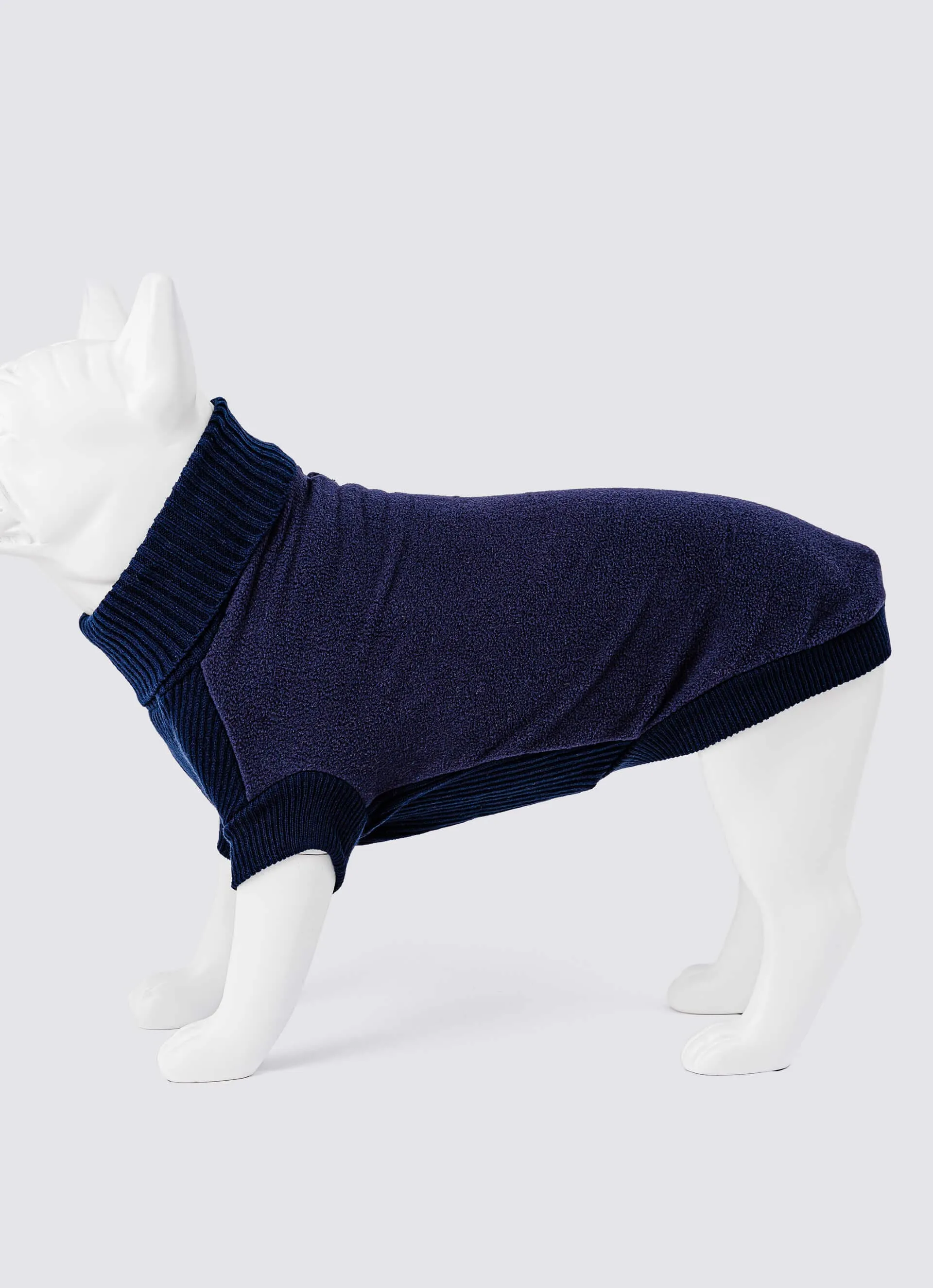 Fleece and Knit Dog Jumper - Navy