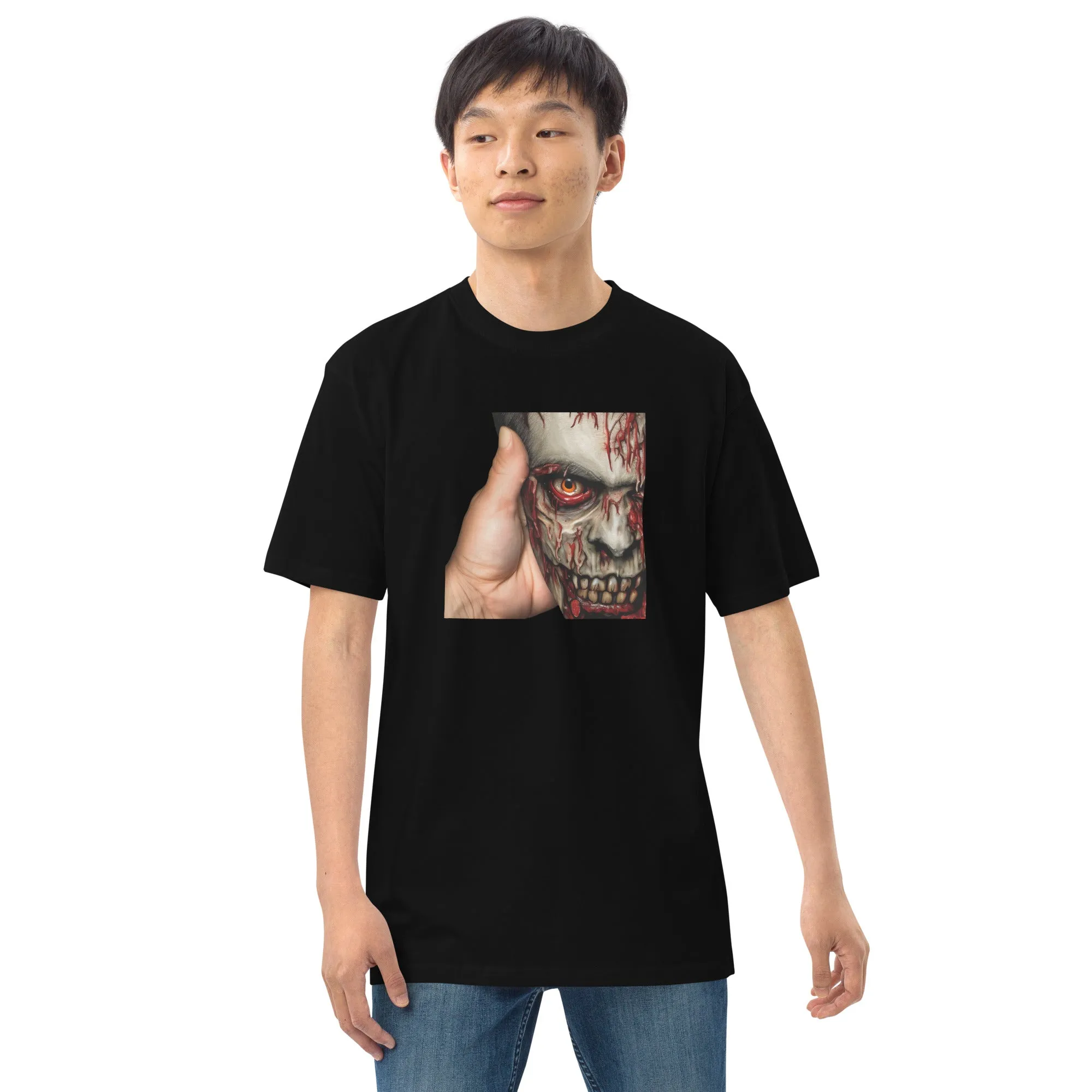 Gerald Black Heavyweight Zombie Print Artful T-Shirt for Men