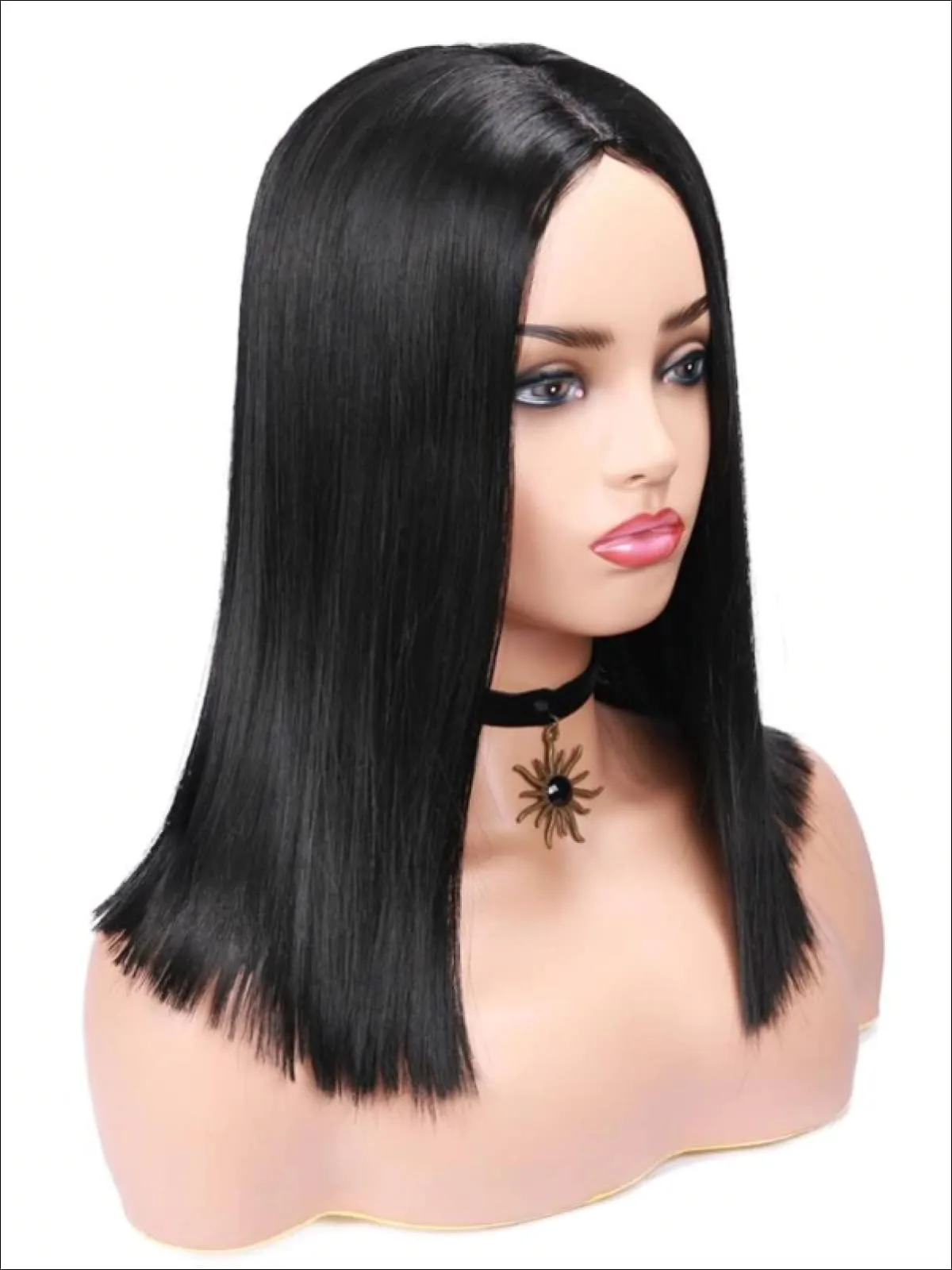 Girls Black Blunt Cut Synthetic Wig