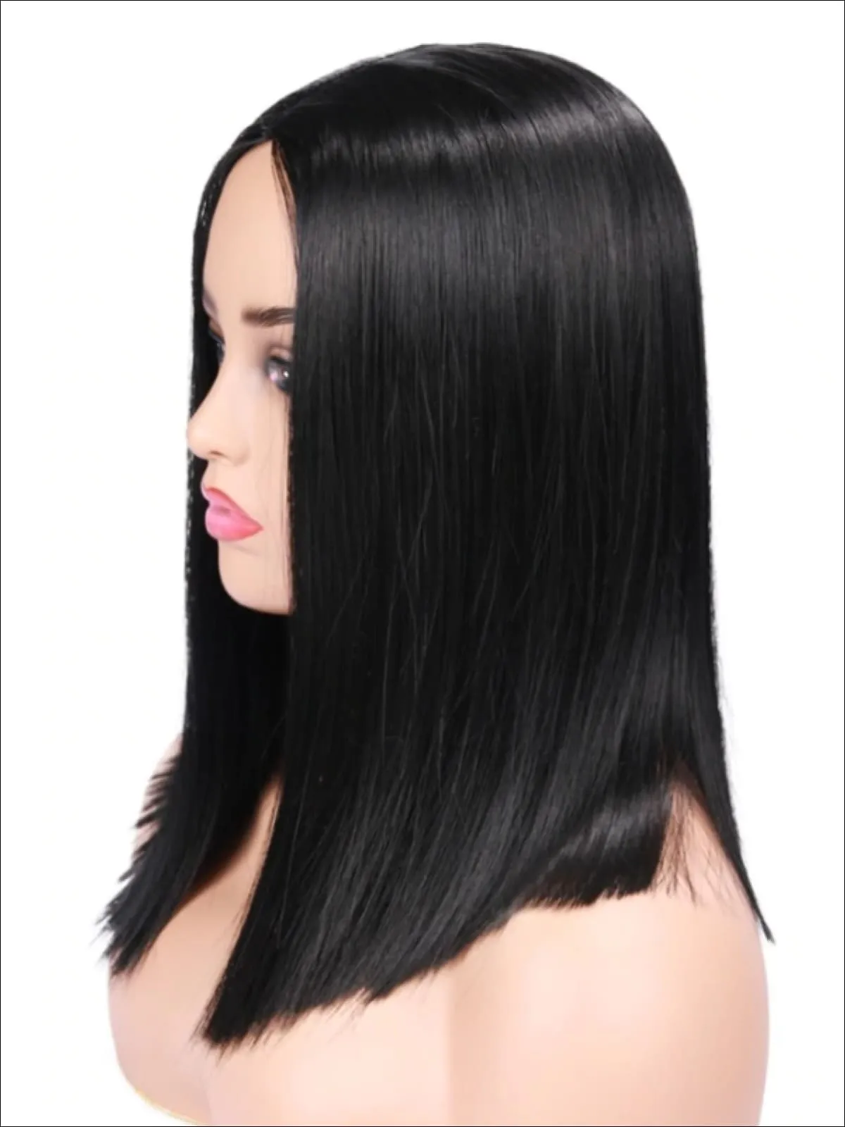 Girls Black Blunt Cut Synthetic Wig