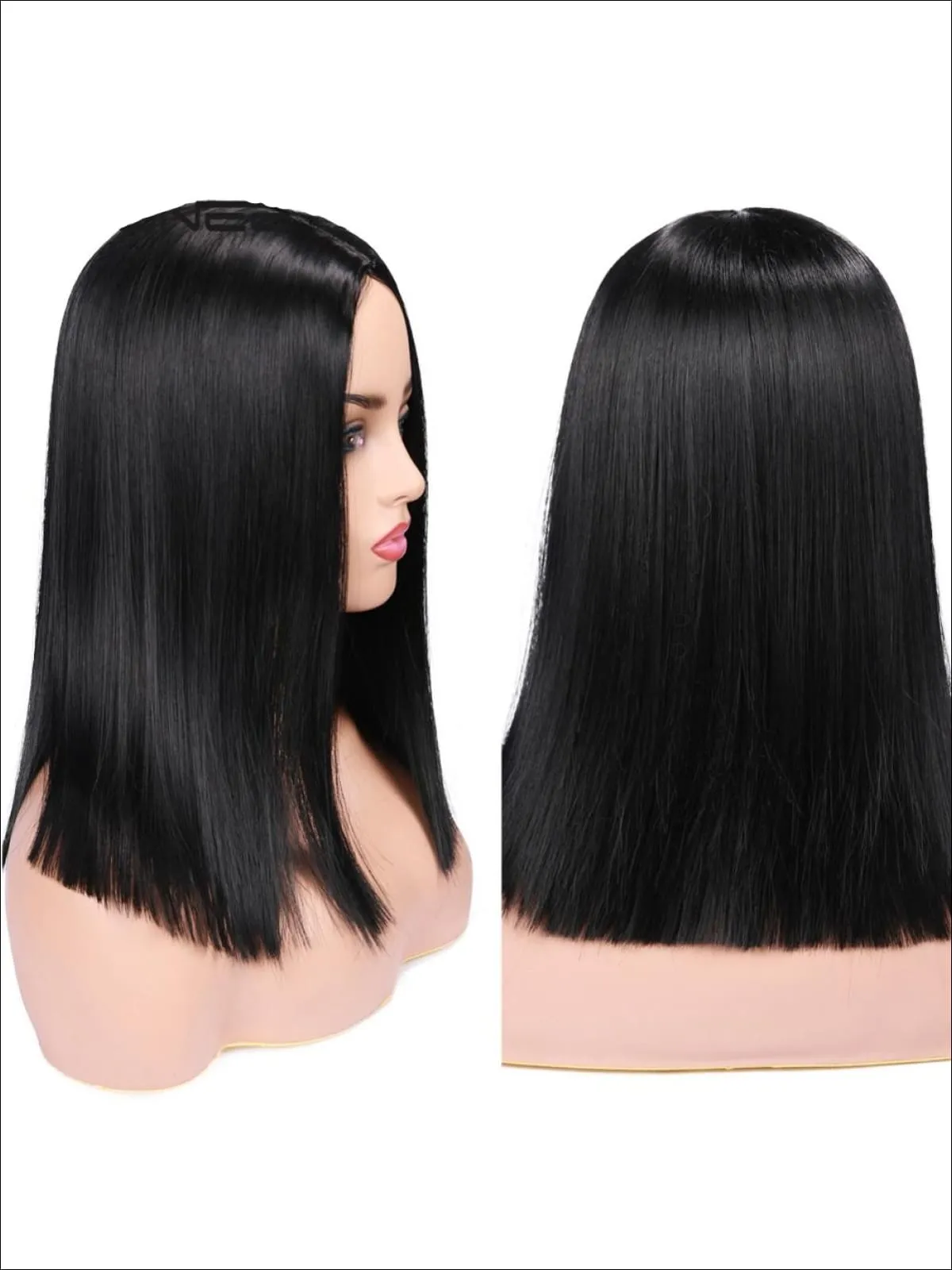 Girls Black Blunt Cut Synthetic Wig