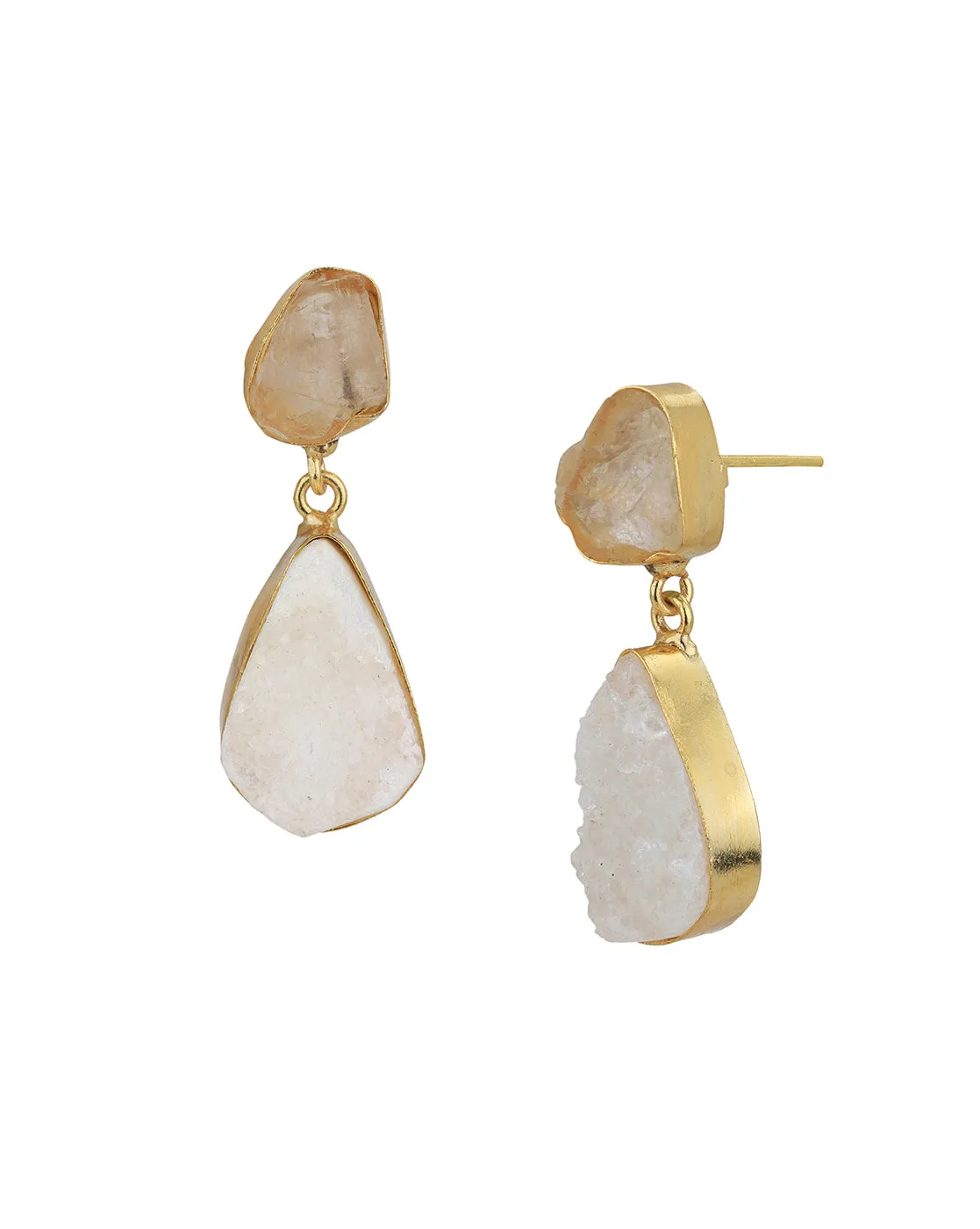 Gold Plated & Agate Stone Drop Earring for women