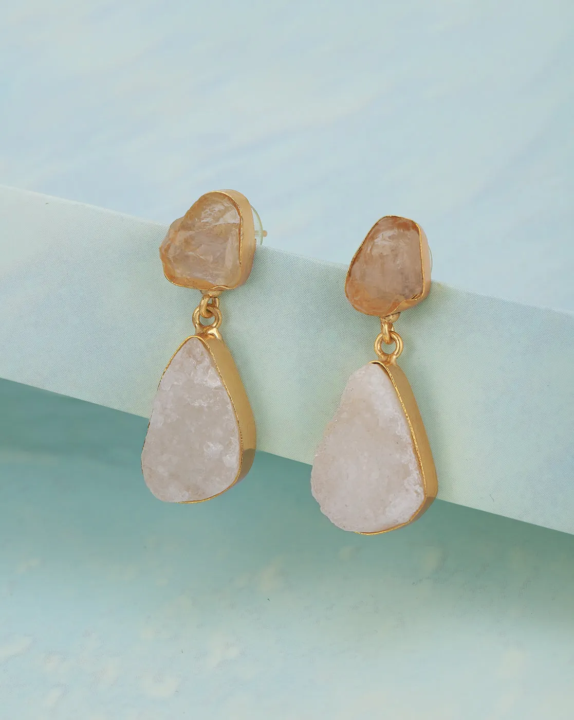 Gold Plated & Agate Stone Drop Earring for women