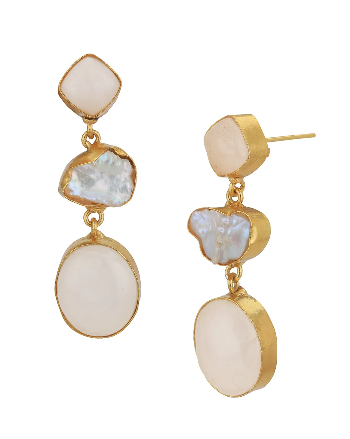 Gold Plated & Chalcedony Stone Fancy Drop Earring for women