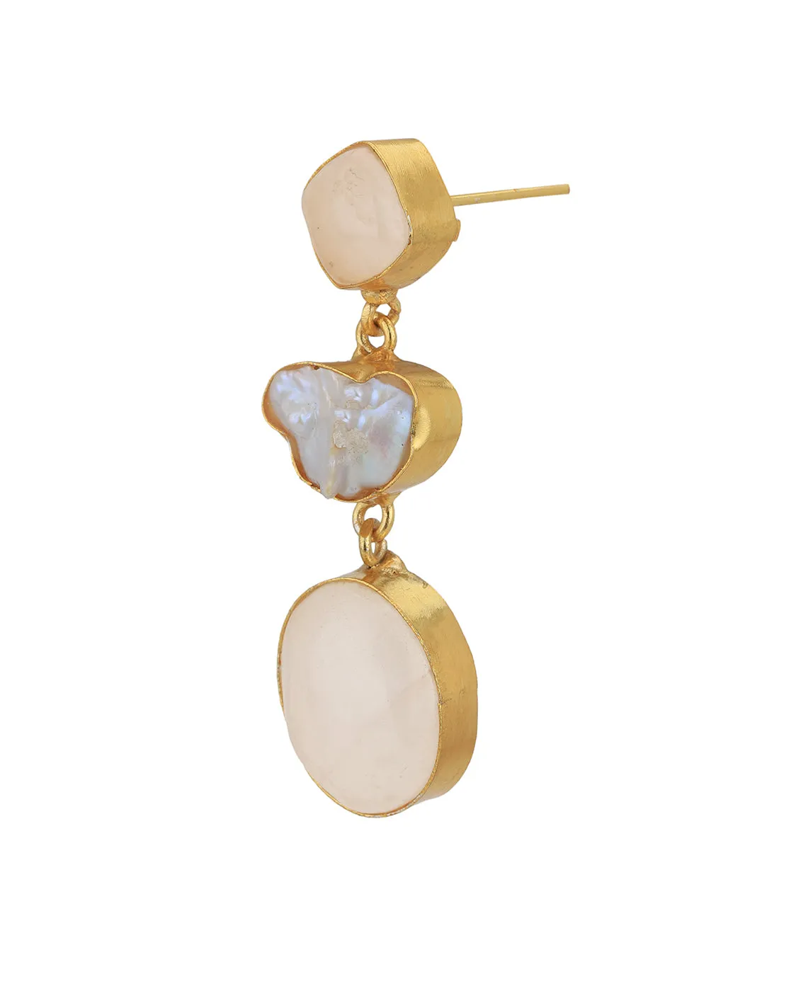 Gold Plated & Chalcedony Stone Fancy Drop Earring for women