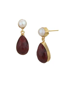 Gold Plated & Quartz Stone Drop Earring for women