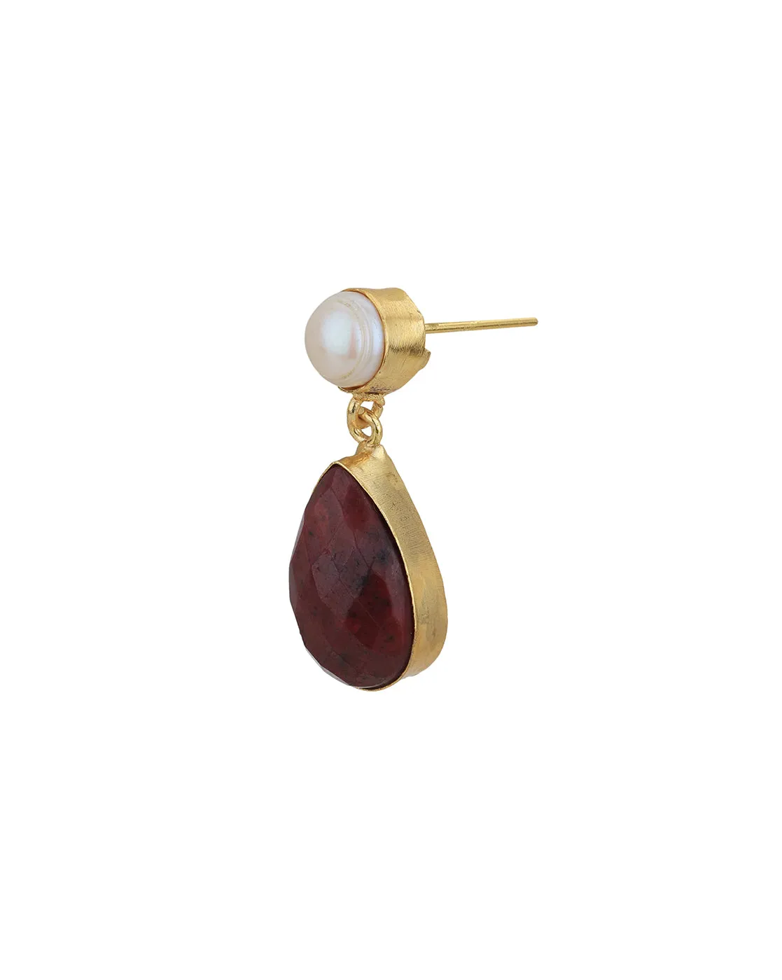 Gold Plated & Quartz Stone Drop Earring for women