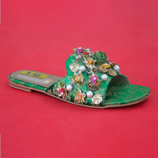 Green Fancy Slippers for women