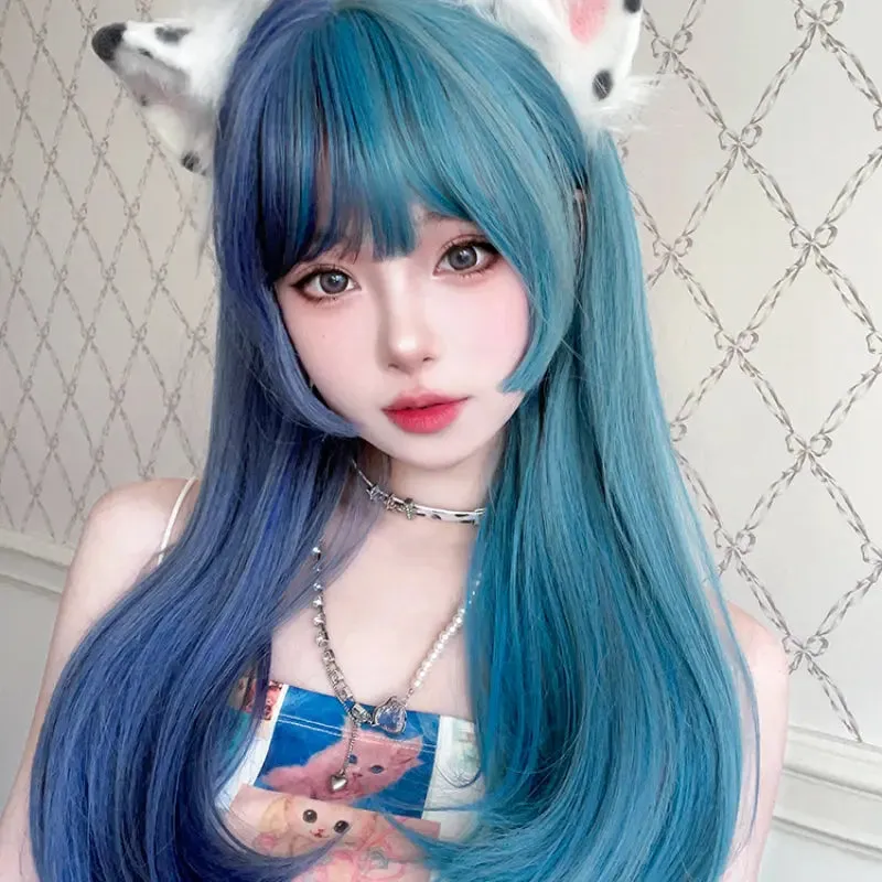 Harajuku Half Blue and Half Teal Wig ON1468