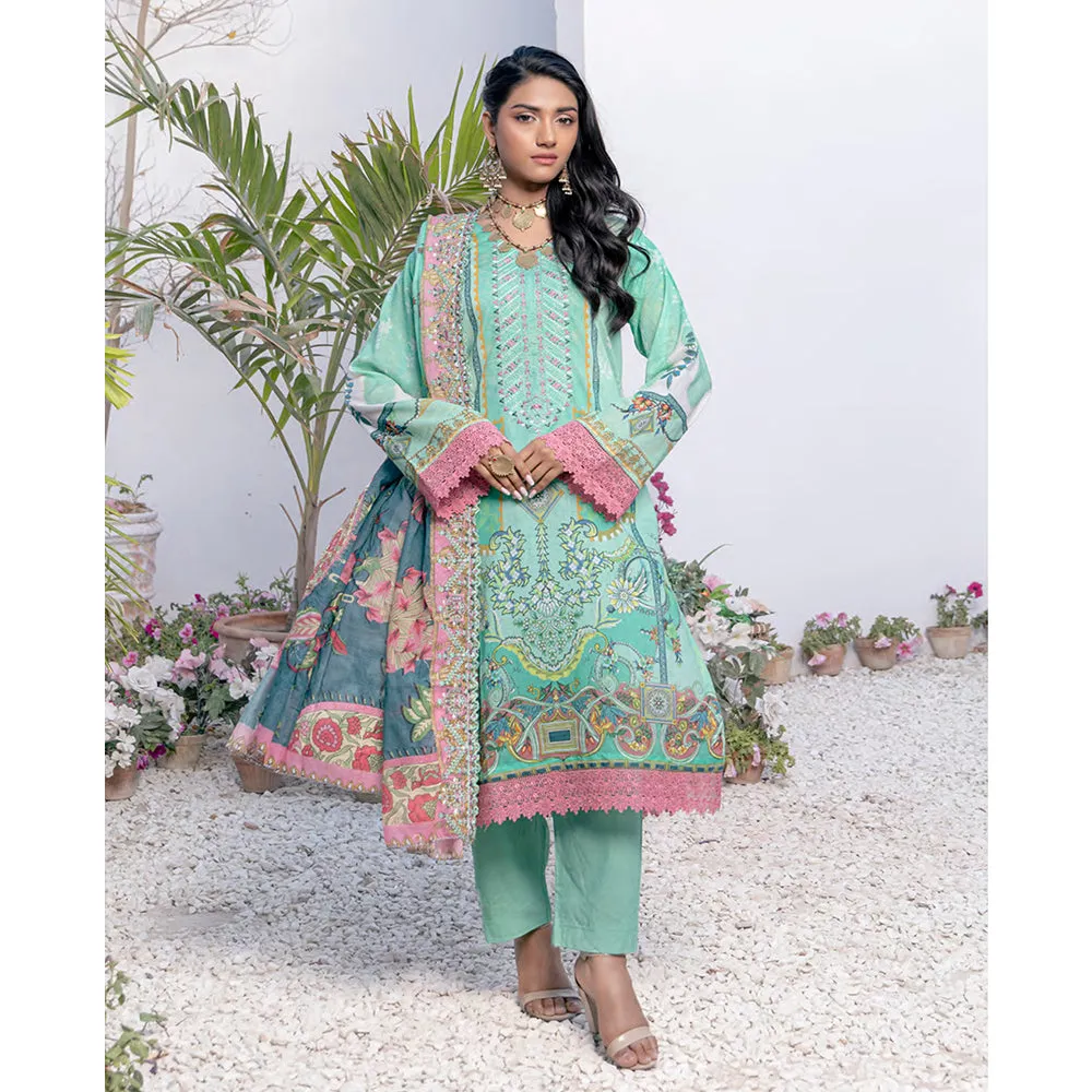 Janan Printed Lawn Embroidered  Suit 3Pcs with Cut Work Dupatta - 6