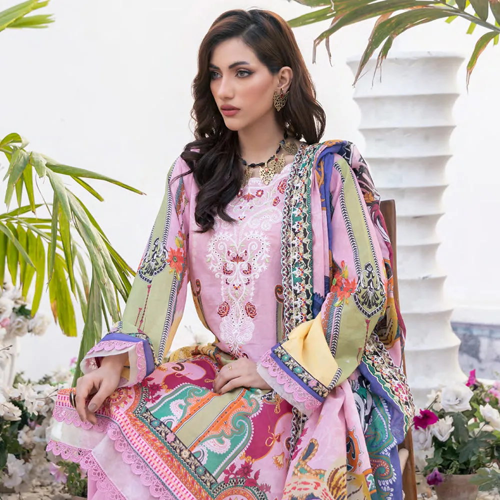 Janan Printed Lawn Embroidered  Suit 3Pcs with Cut Work Dupatta - 7