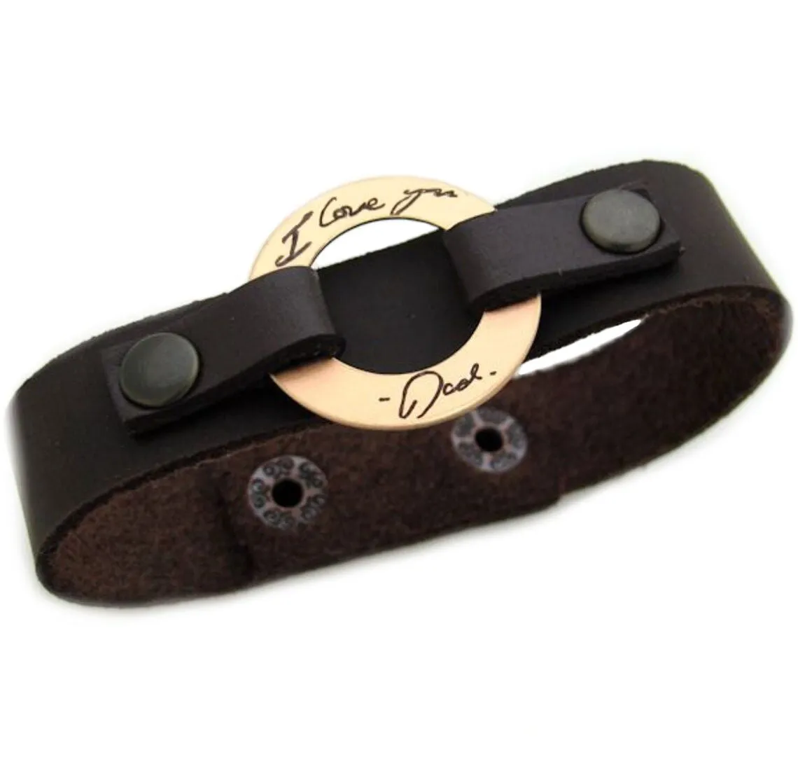 Leather Handwriting Bracelet for Men