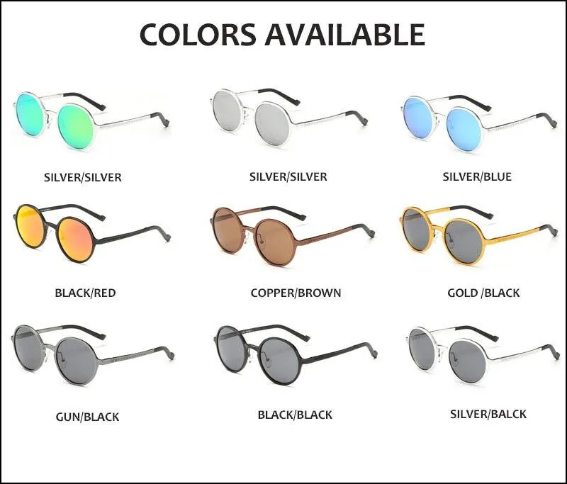 Luxury Design Retro Polarized Round Metal Frame Sunglasses for Men