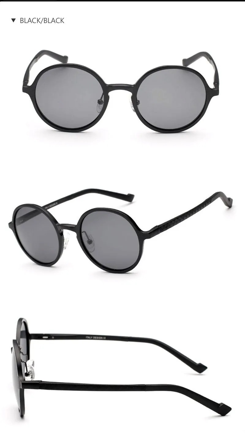 Luxury Design Retro Polarized Round Metal Frame Sunglasses for Men