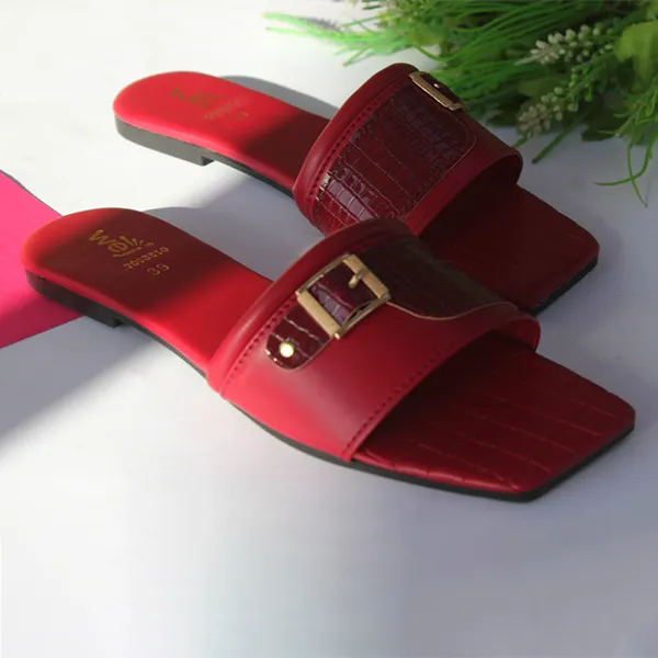 Maroon Flat Slippers for women