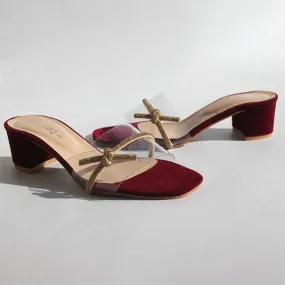 Maroon Heel Slippers for women