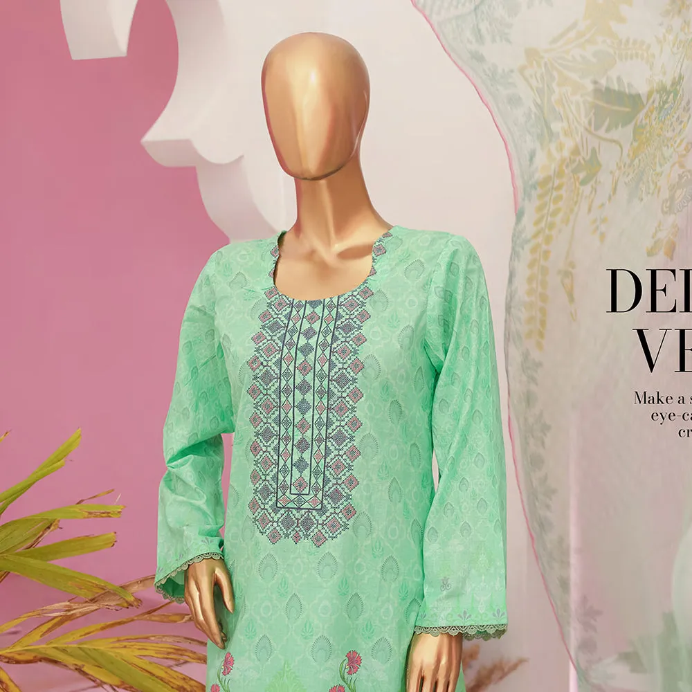 Mishal Printed Lawn Embroidered 3Pcs Suit with Bember Dupatta - 4