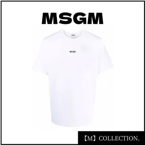 MSGM  |Unisex Street Style U-Neck Plain Cotton Short Sleeves Logo