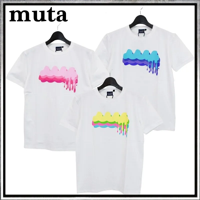 muta  |Crew Neck Unisex Street Style Cotton Short Sleeves Logo